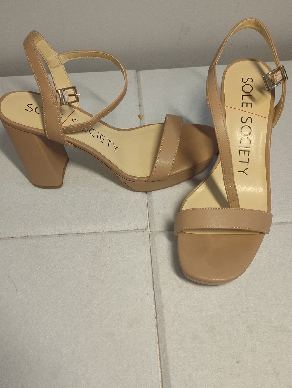 Sole Society Women's Nude Tan Ankle-Strap Sandals